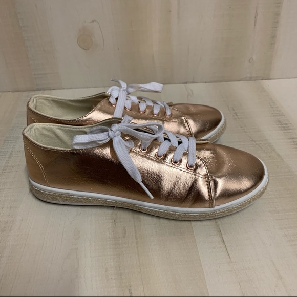 Bamboo Rose Gold Espadrilles Sneakers Size 6.4 - Picture 4 of 9